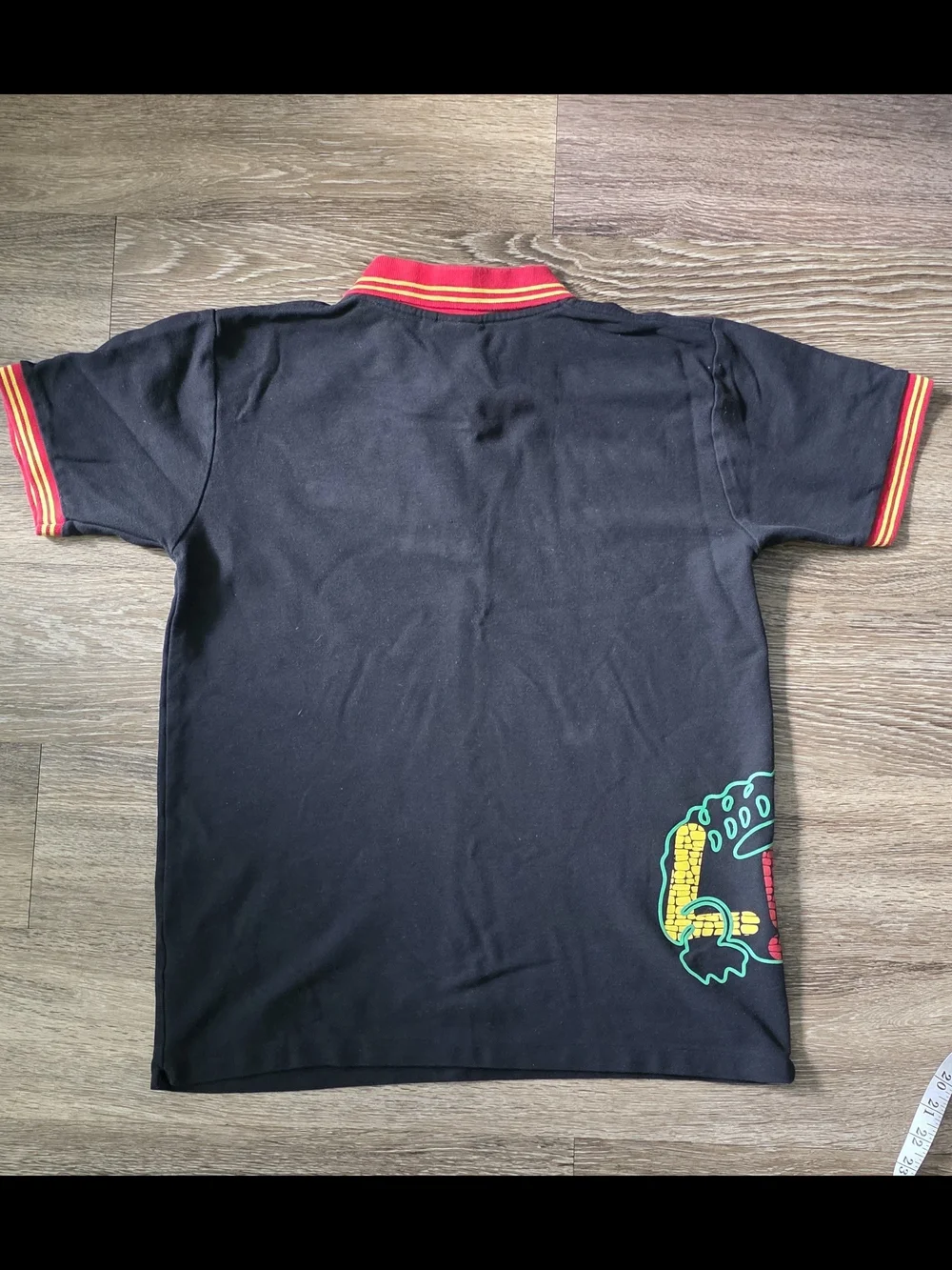 Lacoste Black Live Shirt with Red Trim & Crocodile Graphic - Kids